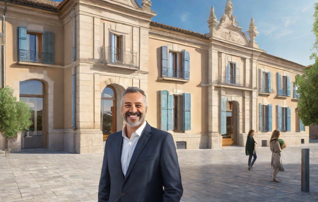 Nouveau directeur souriant devant l'Office de tourisme Millau Grands Causses