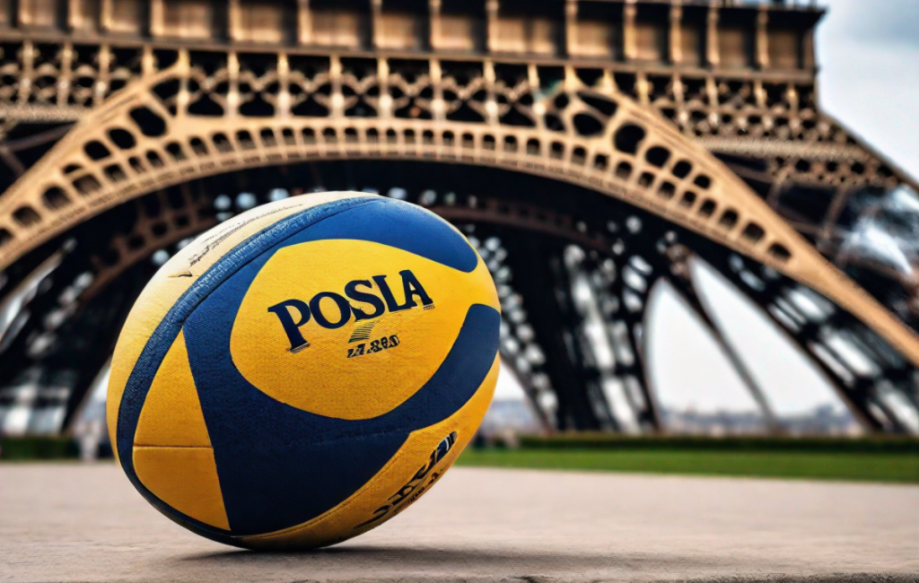 Ballon de rugby devant la Tour Eiffel en 2023