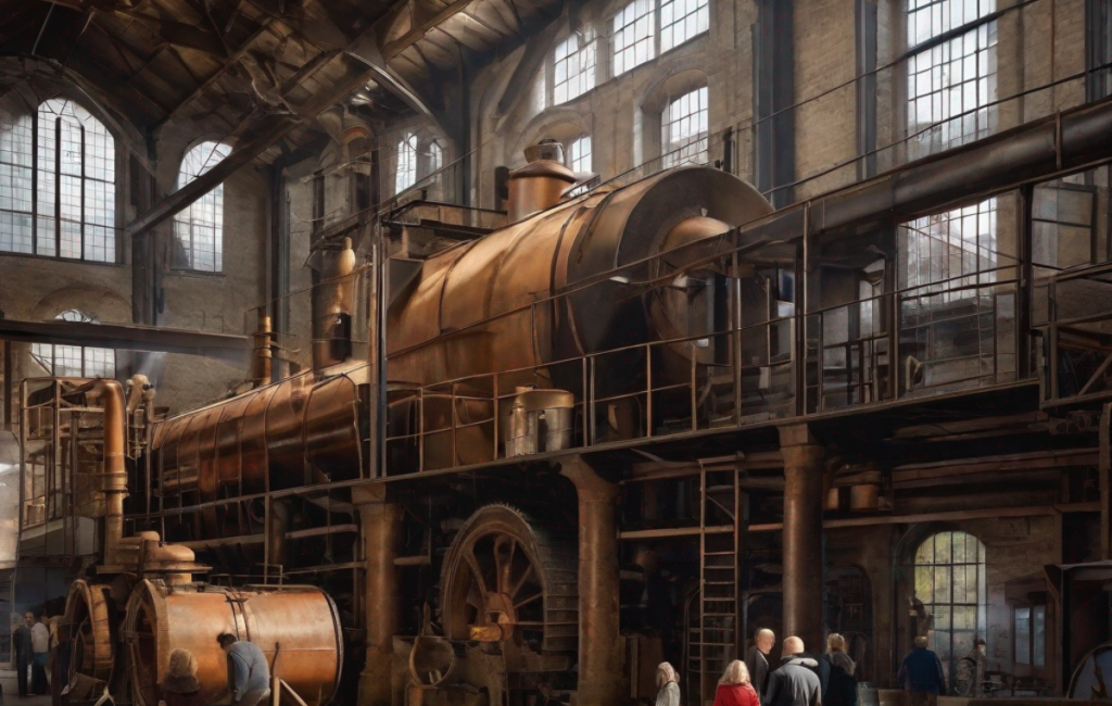 Visiteurs explorant une usine historique en Cornouaille