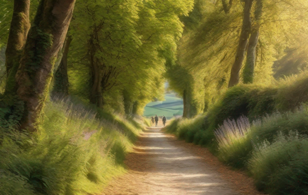 Randonneurs sur sentier pittoresque en France