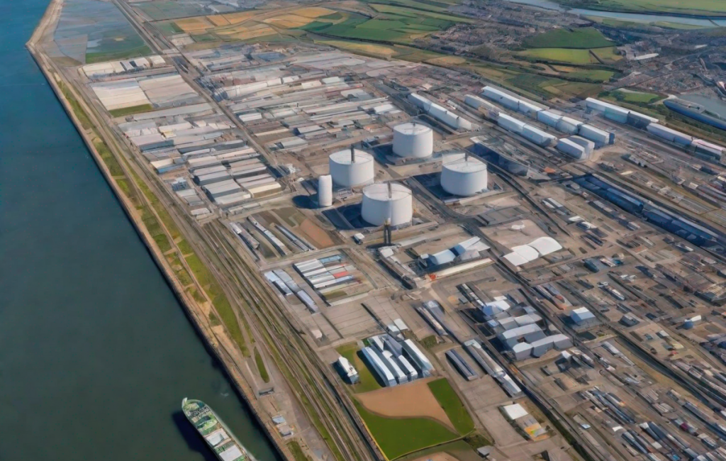 Vue aérienne de Saint-Nazaire, montrant l'industrie prospère en 2023