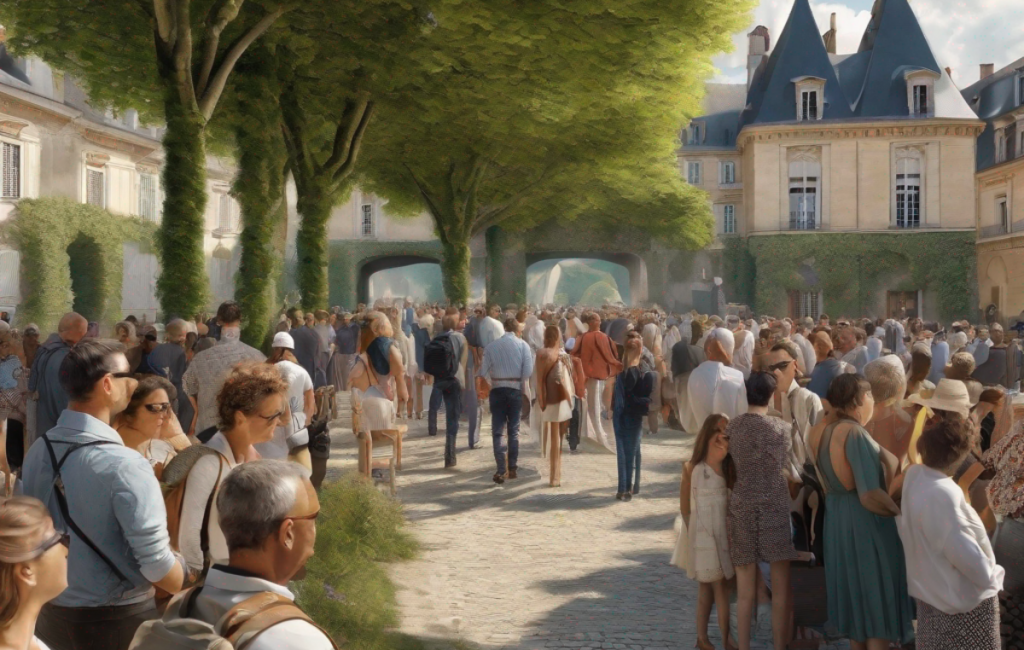 Seine-et-Marne : foule visitant château, été 2023