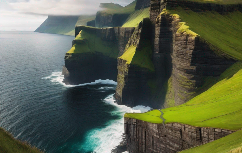 Îles Féroé : paysages verdoyants et falaises escarpées