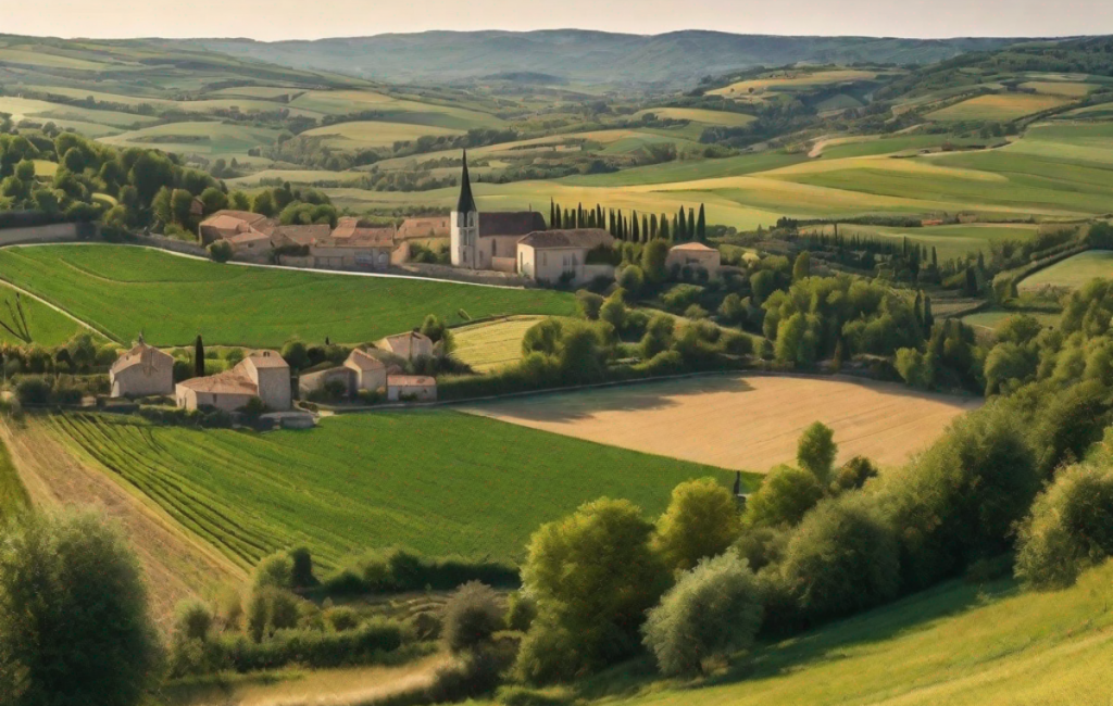 Vue panoramique d'une région française paisible