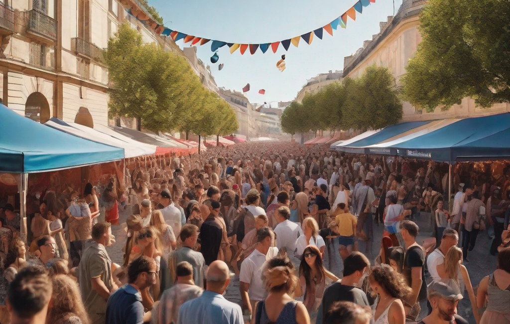 Foule joyeuse profitant d'un festival à Montpellier