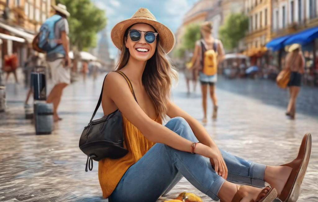 Week-end ensoleillé avec touristes souriants en France