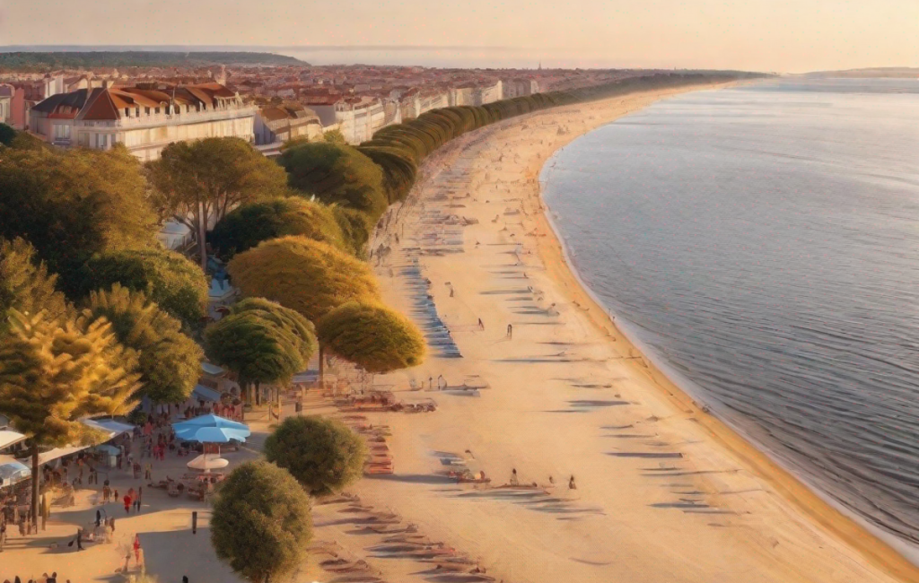 Vue panoramique d'Arcachon avec touristes profitant de l'été indien
