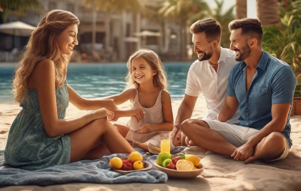 Famille profitant d'activités relaxantes en vacances
