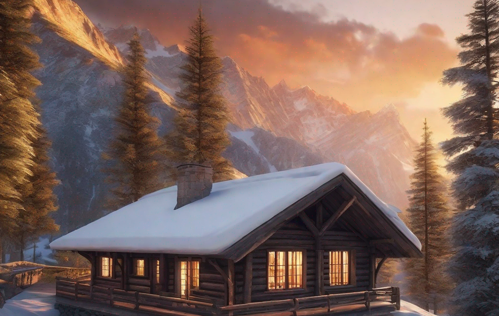 Refuge montagnard au crépuscule
