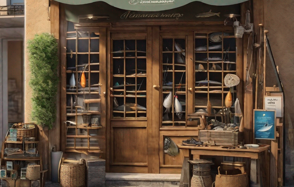 Boutique de pêche avec cannes et accessoires à Aurillac