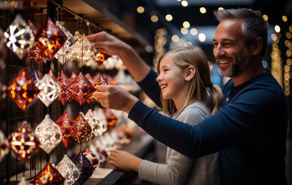 Famille profitant de vacances de Noël