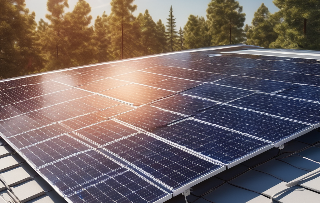 Panneaux solaires sur un toit ensoleillé