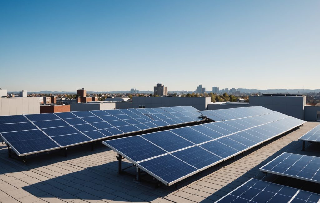 Panneaux solaires sur un toit ensoleillé