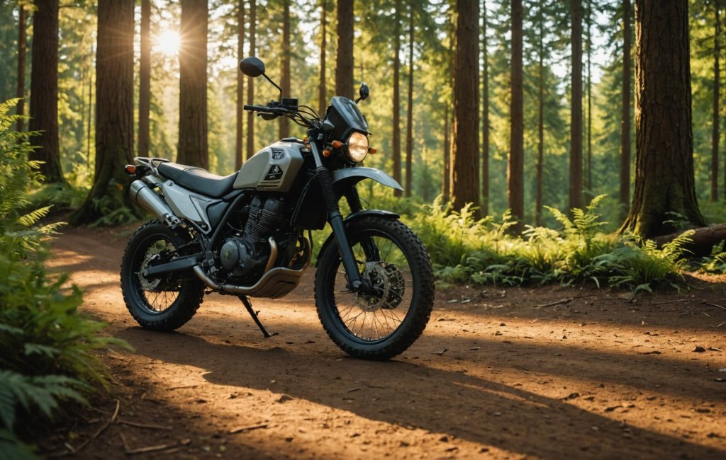 Moto tout terrain prête pour l'aventure en extérieur