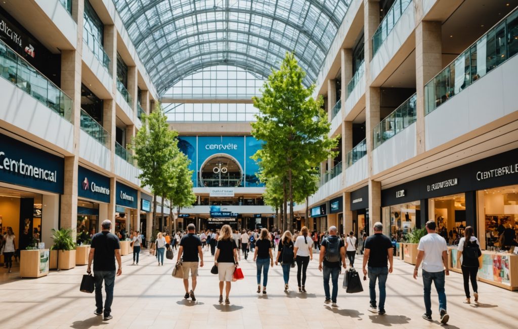 Centre commercial animé à Montpellier