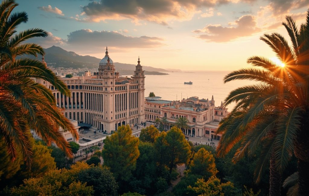 Vue d'un paysage monégasque avec ses bâtiments emblématiques