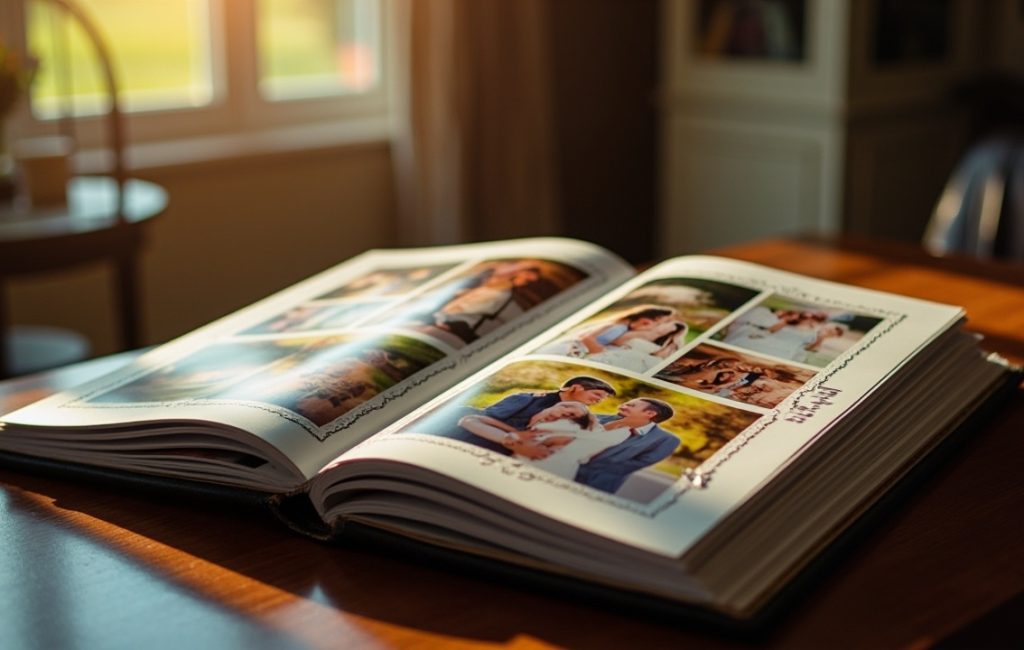 Album photo numérique avec souvenirs colorés