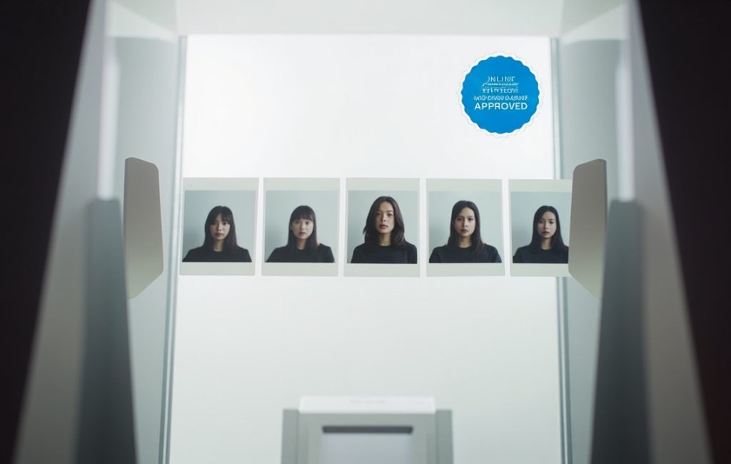 Photomaton avec affichage des tarifs en vitrine