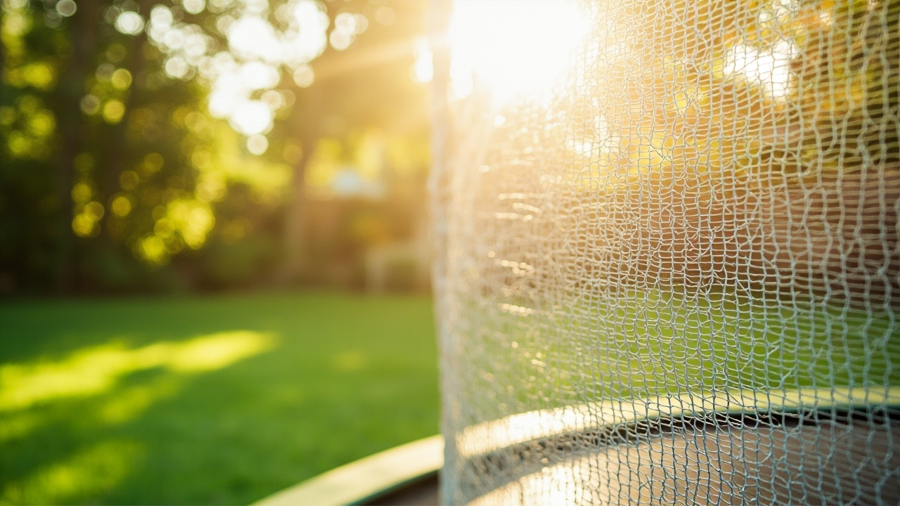 filet protecteur sur un trampoline en plein air  
trampoline avec filet de sécurité pour les sauts