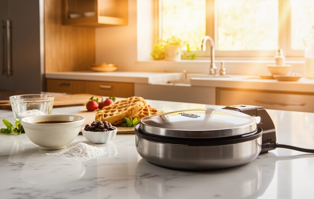 gaufrier electrique sur une table de cuisine
