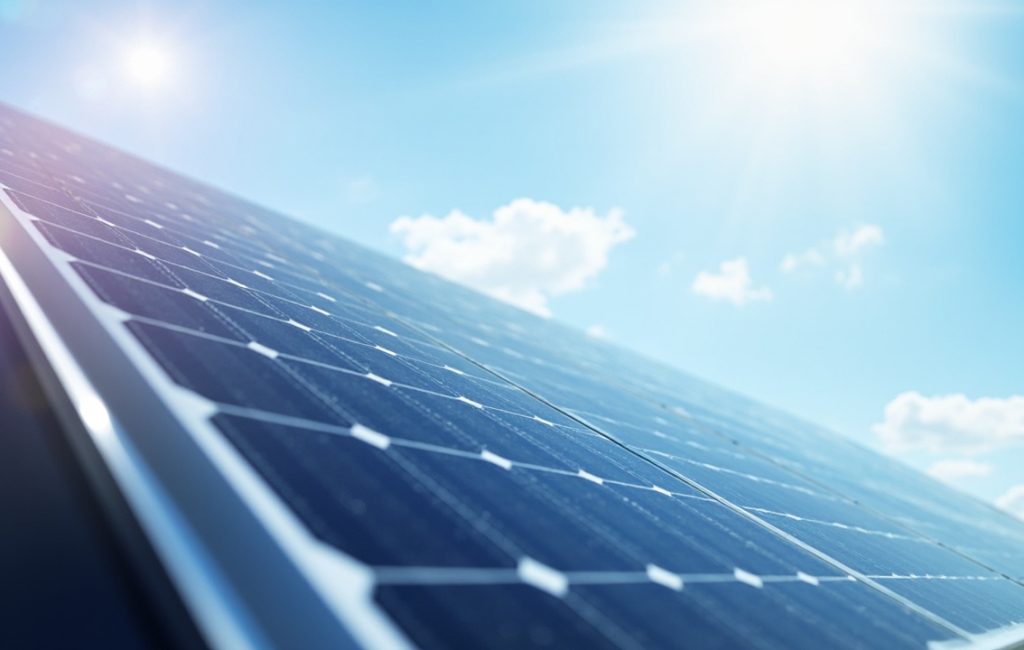 panneau photovoltaque captant la lumire du soleil